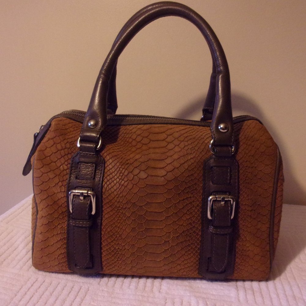 INNUE Made In Italy Satchel, Small Duffle Patterned Suede and Smooth Leather Bag